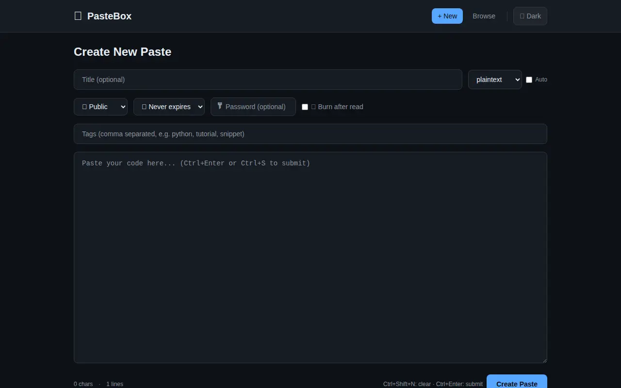 Screenshot of Pastebox